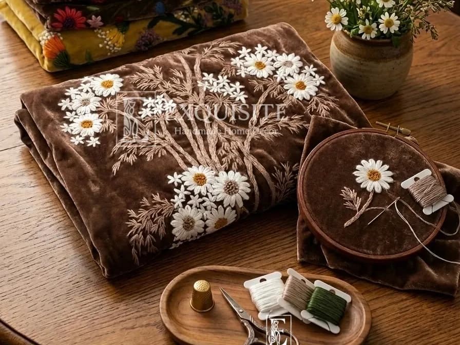 Khăn nhung cao cấp thêu tay - Scarf luxury velvet w.hand embroidery