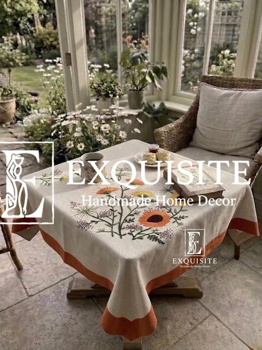 Coffee table square cloth- phủ bàn vuông thêu tay ảnh thu nhỏ 17