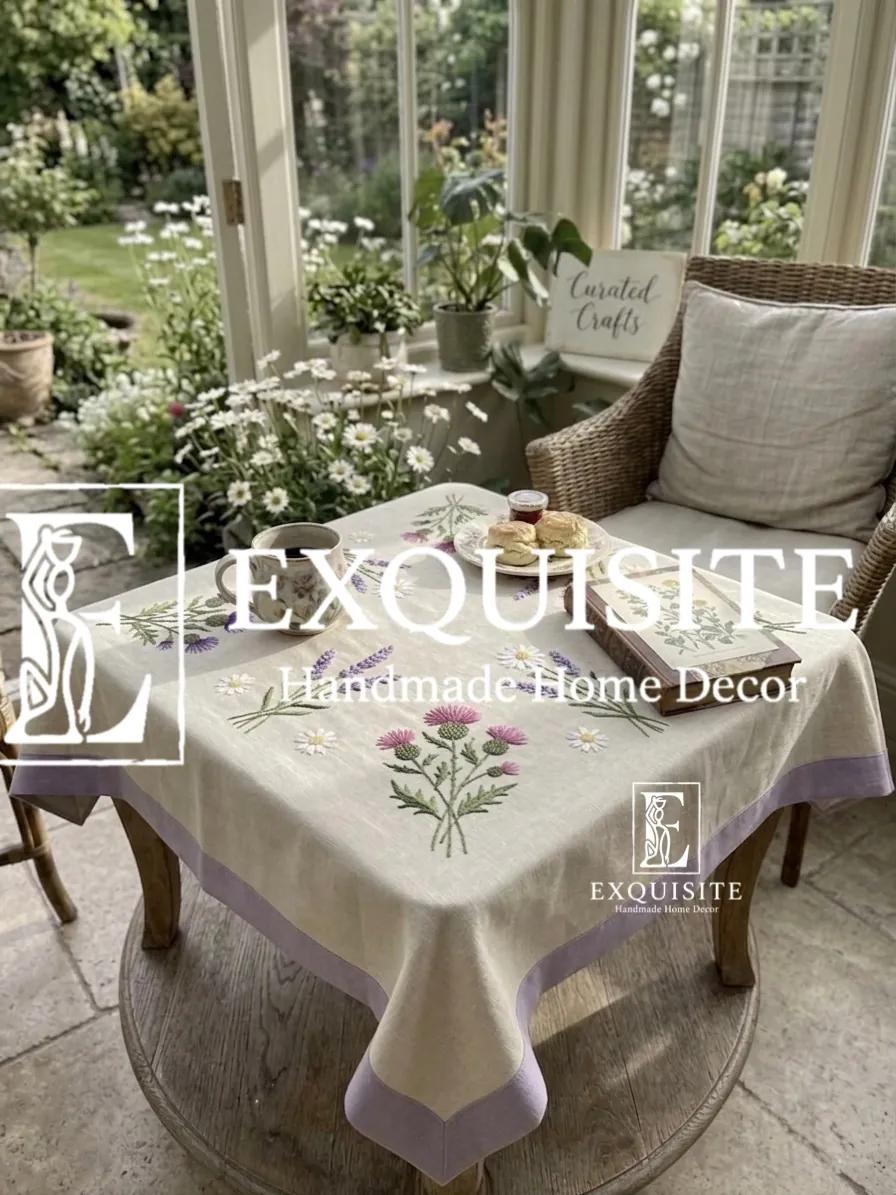 Coffee table square cloth- phủ bàn vuông thêu tay ảnh thu nhỏ 16