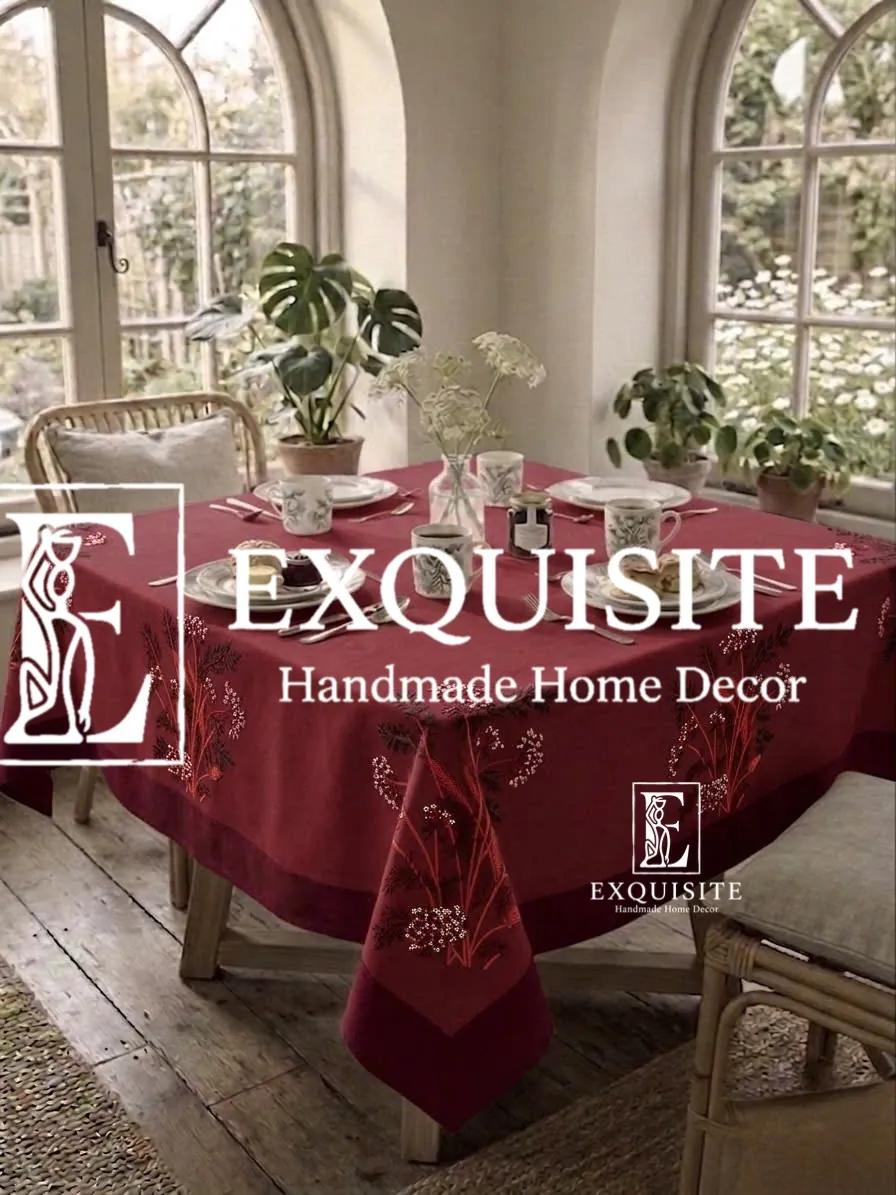 Coffee table square cloth- phủ bàn vuông thêu tay ảnh thu nhỏ 8