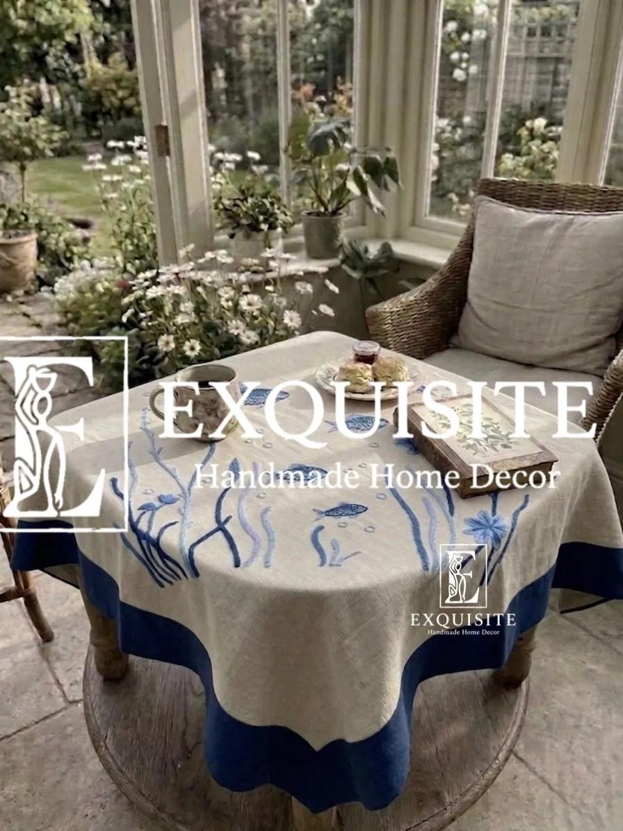 Coffee table square cloth- phủ bàn vuông thêu tay ảnh thu nhỏ 9