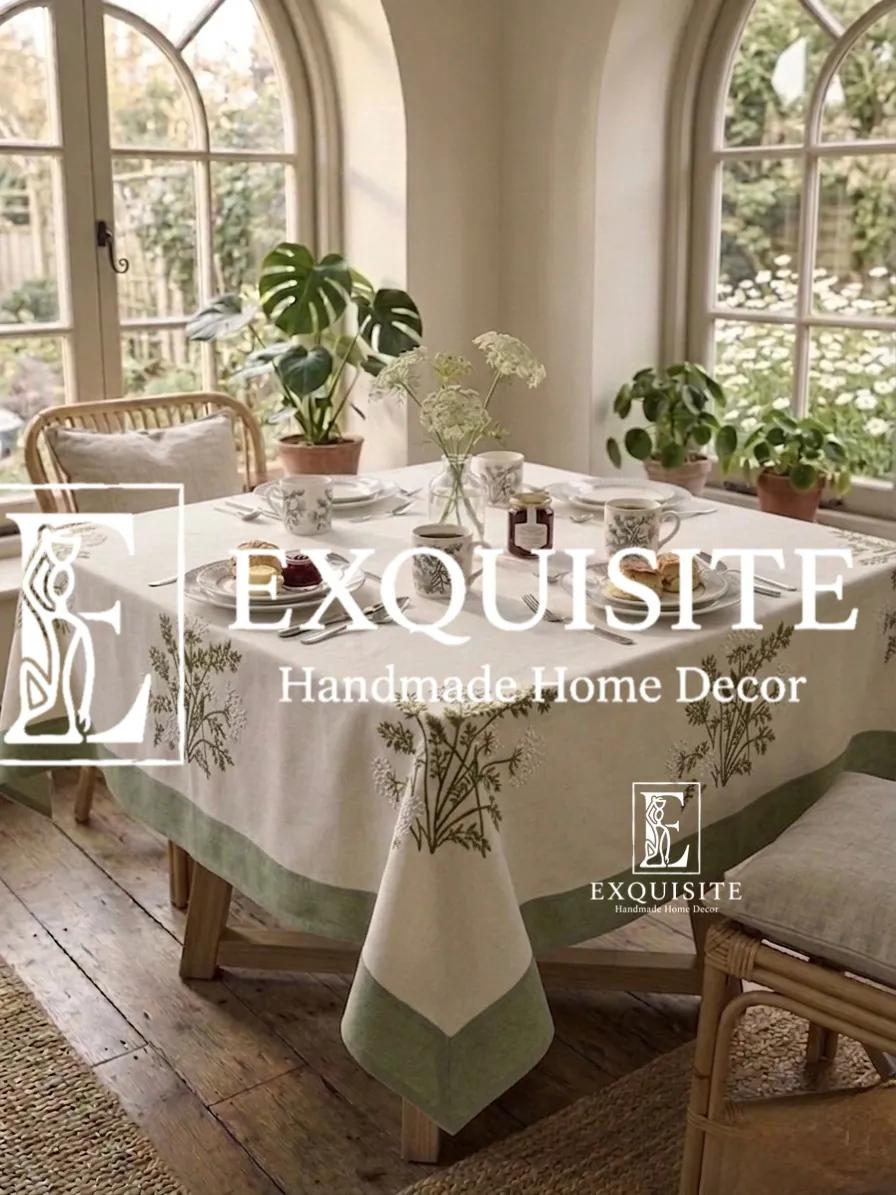 Coffee table square cloth- phủ bàn vuông thêu tay ảnh thu nhỏ 4