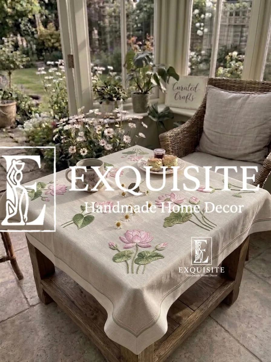 Coffee table square cloth- phủ bàn vuông thêu tay ảnh thu nhỏ 3