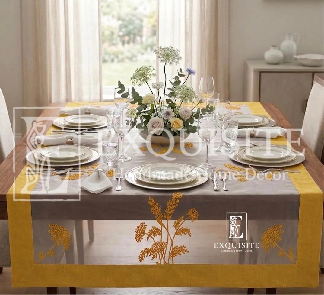 Table dining table organza- Phủ bàn voan bo linen thêu tay ảnh thu nhỏ 6