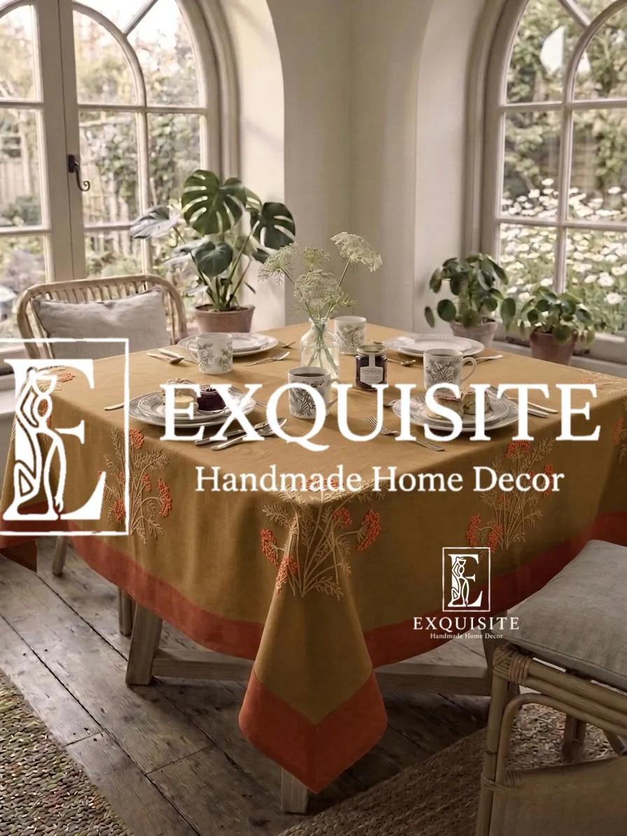 Coffee table square cloth- phủ bàn vuông thêu tay ảnh thu nhỏ 15
