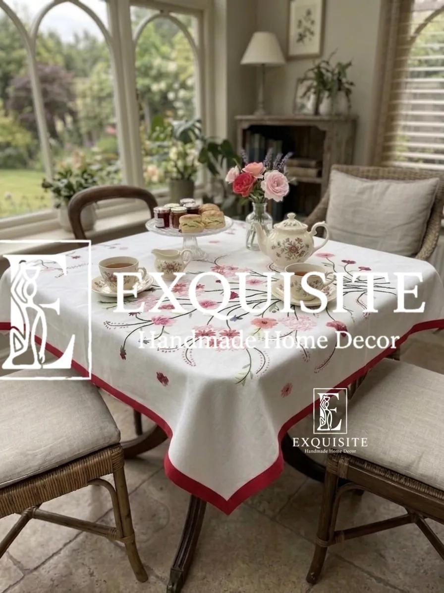 Coffee table square cloth- phủ bàn vuông thêu tay ảnh thu nhỏ 6