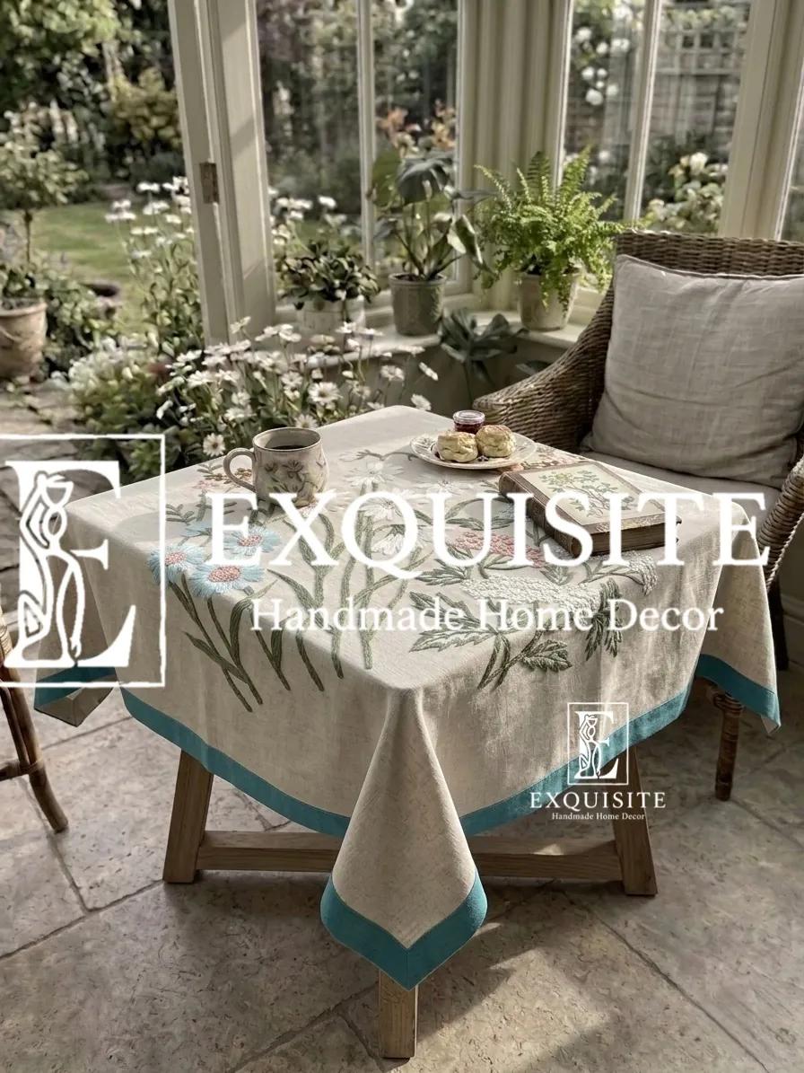 Coffee table square cloth- phủ bàn vuông thêu tay ảnh thu nhỏ 11