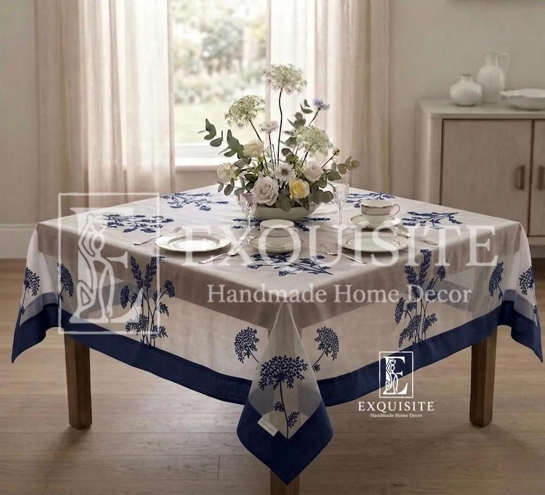 Phủ bàn voan thêu tay bàn cafe vuông size 1,4mx1,4m ảnh thu nhỏ 3
