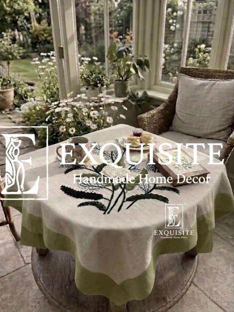Coffee table square cloth- phủ bàn vuông thêu tay ảnh thu nhỏ 18
