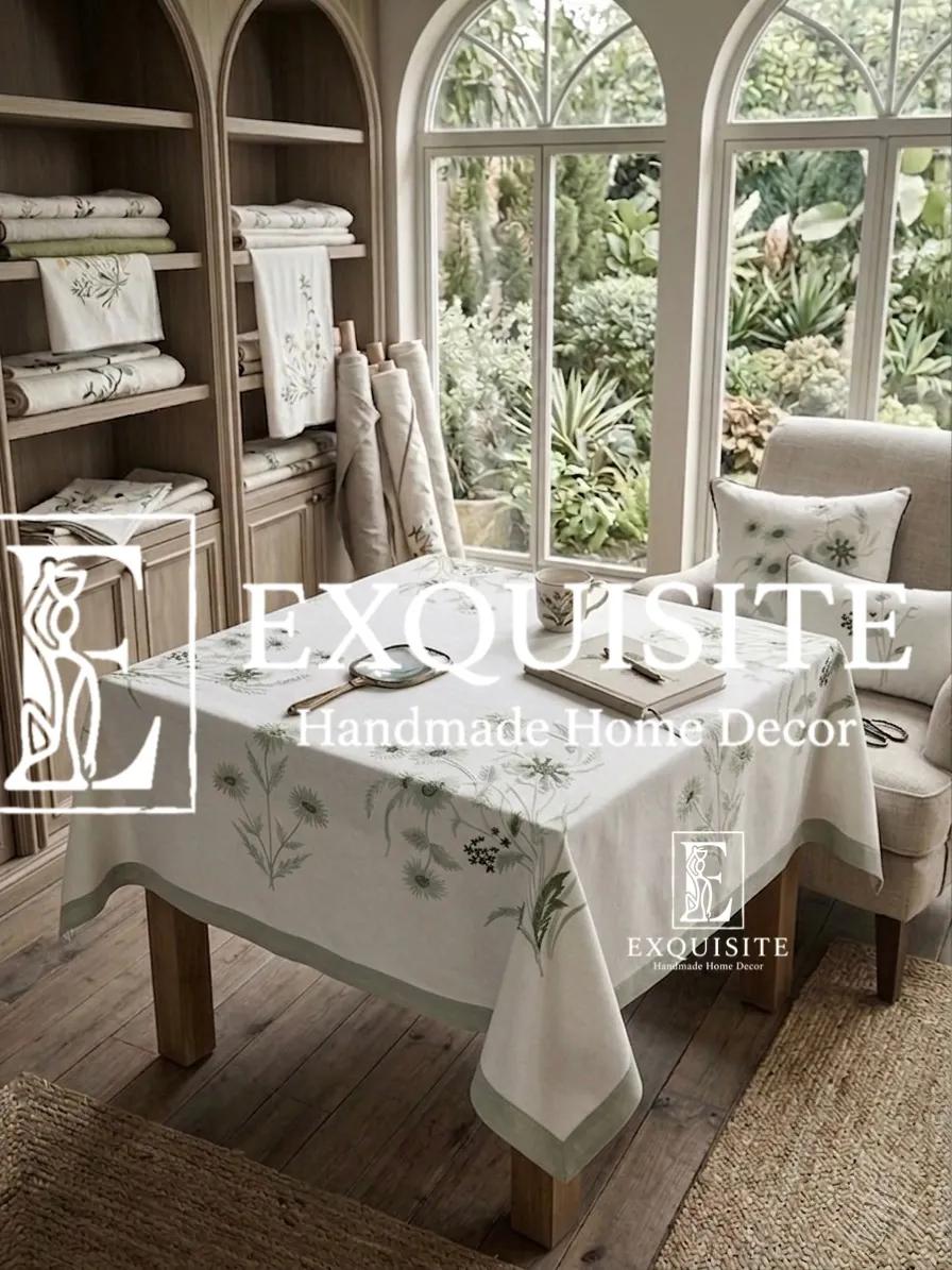 Coffee table square cloth- phủ bàn vuông thêu tay ảnh thu nhỏ 12