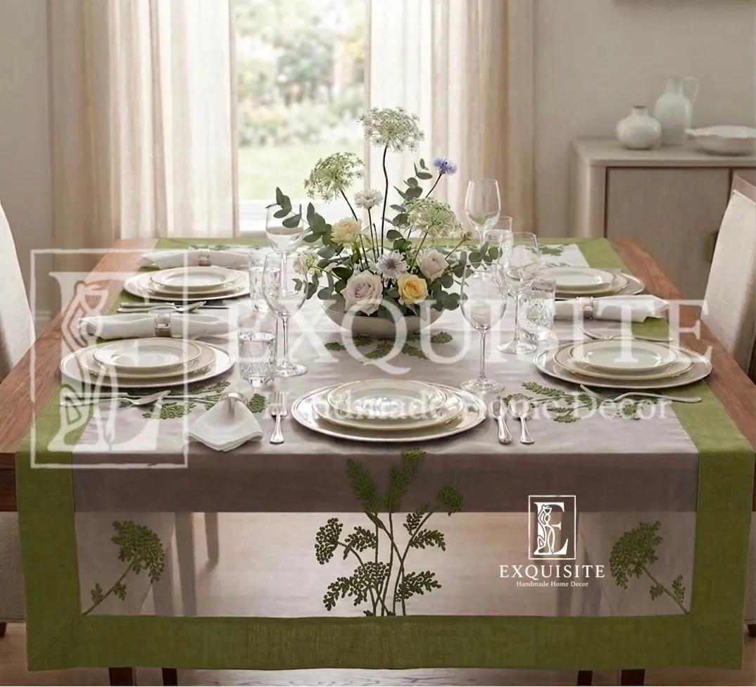 Table dining table organza- Phủ bàn voan bo linen thêu tay ảnh thu nhỏ 9
