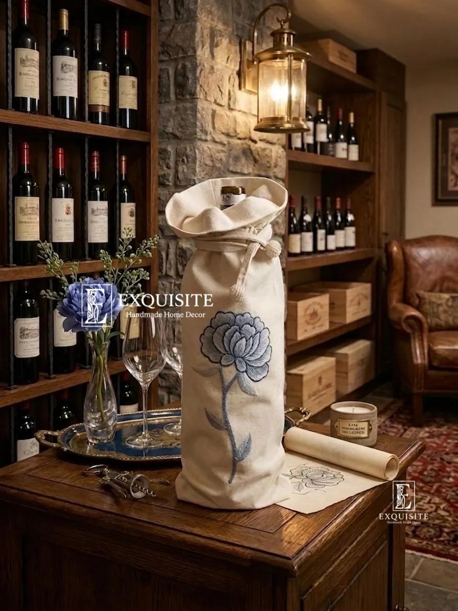 Túi rượu thêu tay handmade - wine bag  ảnh thu nhỏ 3