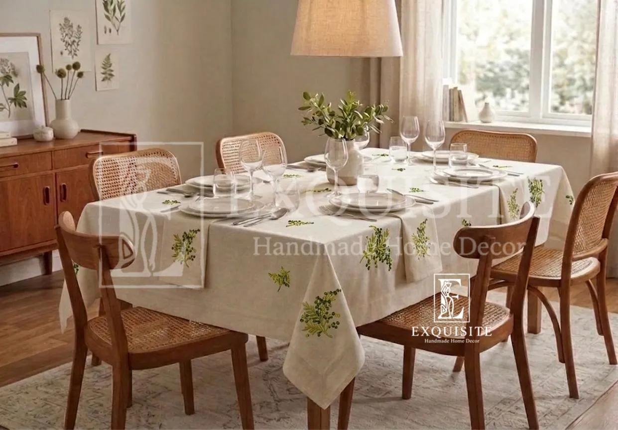 Phủ bàn ăn thêu tay - table cloth ảnh thu nhỏ 14