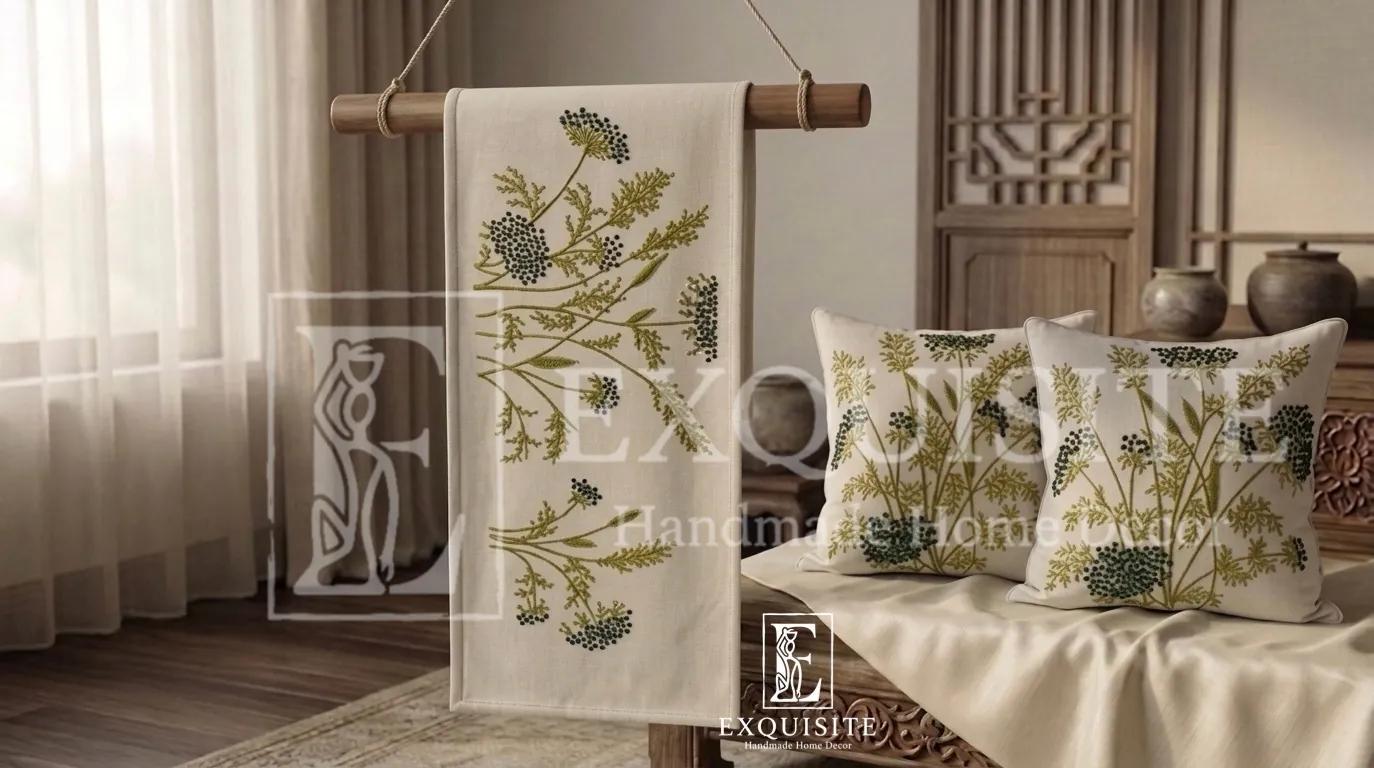 Runner trải giữa bàn thêu tay ảnh thu nhỏ 12