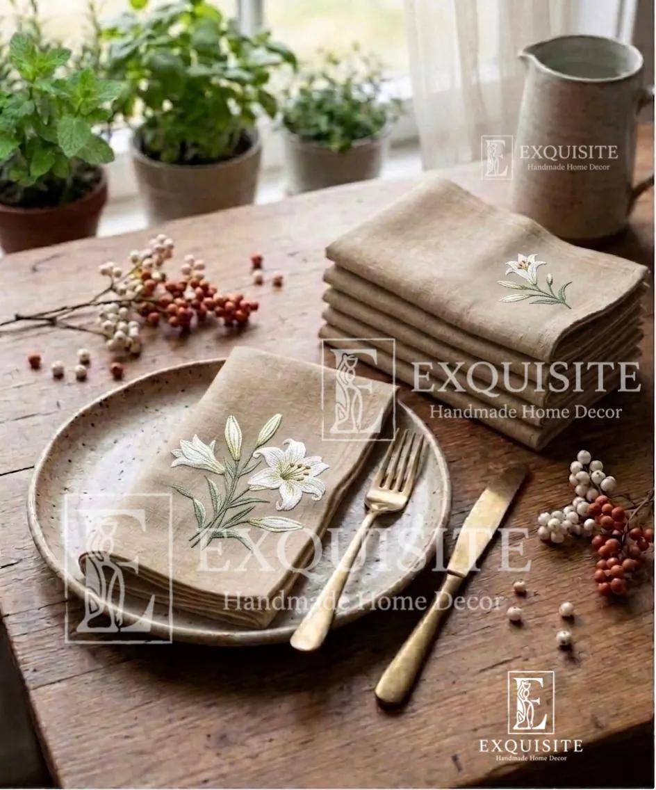 Khăn ăn thêu tay - Napkin hand embroidery ảnh thu nhỏ 5