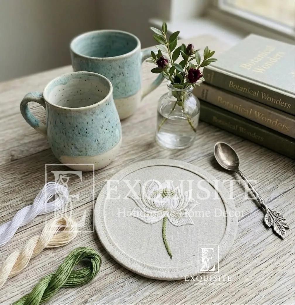 Lót ly-Lót cốc thêu tay- Coaster hand embroidery ảnh thu nhỏ 14