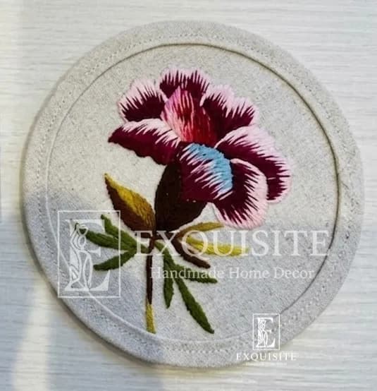 Lót ly-Lót cốc thêu tay- Coaster hand embroidery ảnh thu nhỏ 2