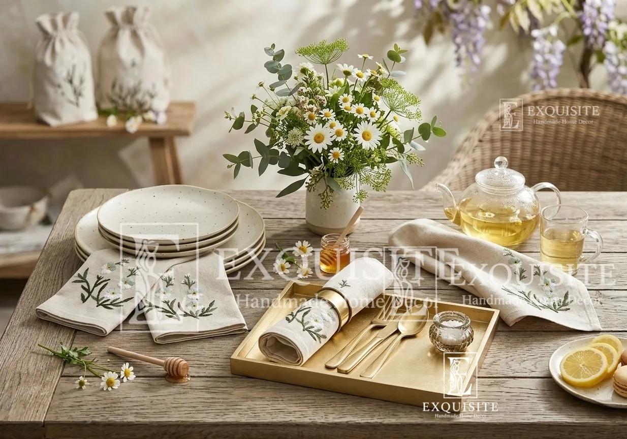 Khăn ăn thêu tay - Napkin hand embroidery ảnh thu nhỏ 2