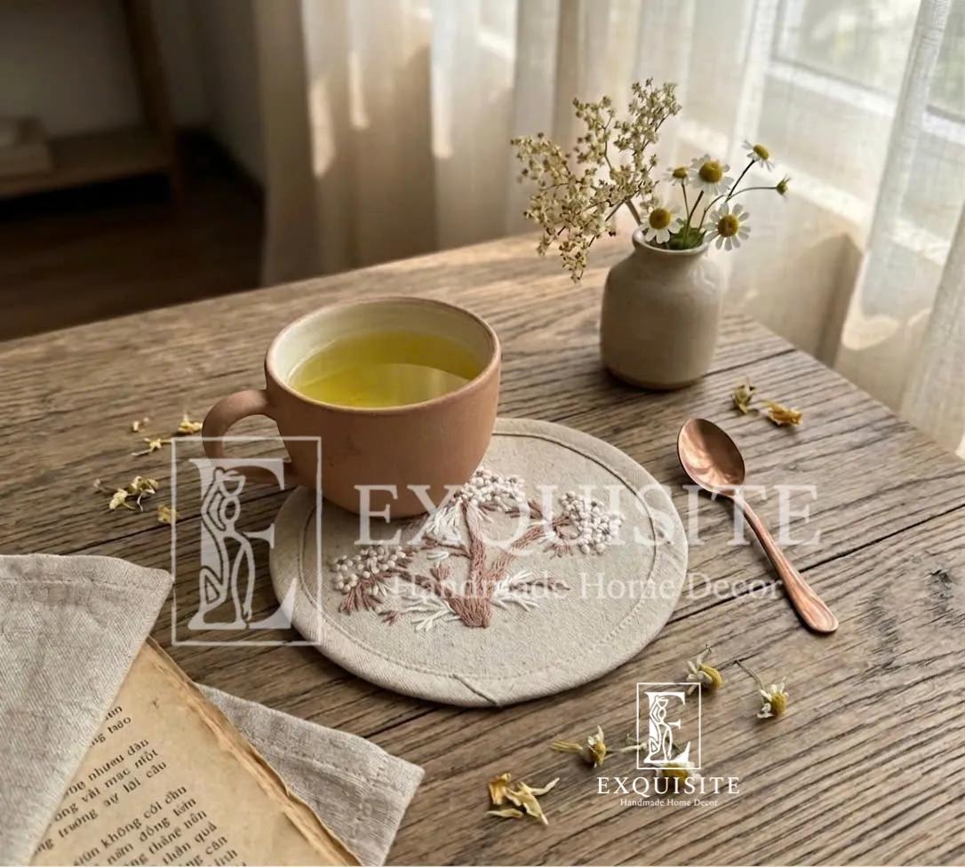 Lót ly-Lót cốc thêu tay- Coaster hand embroidery ảnh thu nhỏ 10