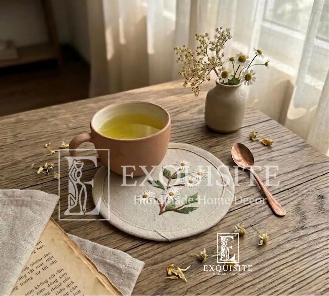 Lót ly-Lót cốc thêu tay- Coaster hand embroidery ảnh thu nhỏ 6