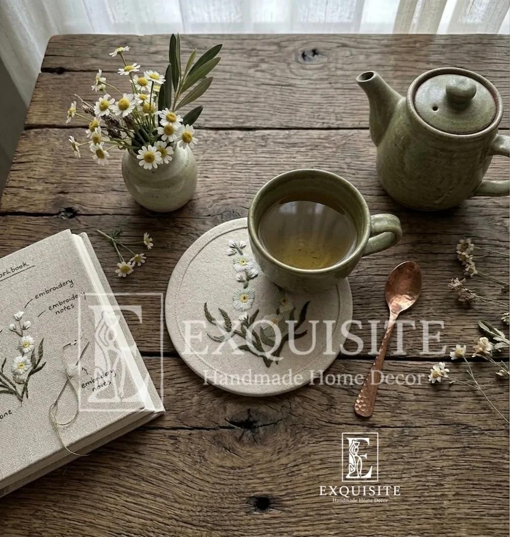 Lót ly-Lót cốc thêu tay- Coaster hand embroidery ảnh thu nhỏ 7