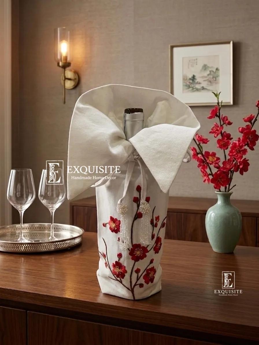 Túi rượu thêu tay handmade - wine bag  ảnh thu nhỏ 2