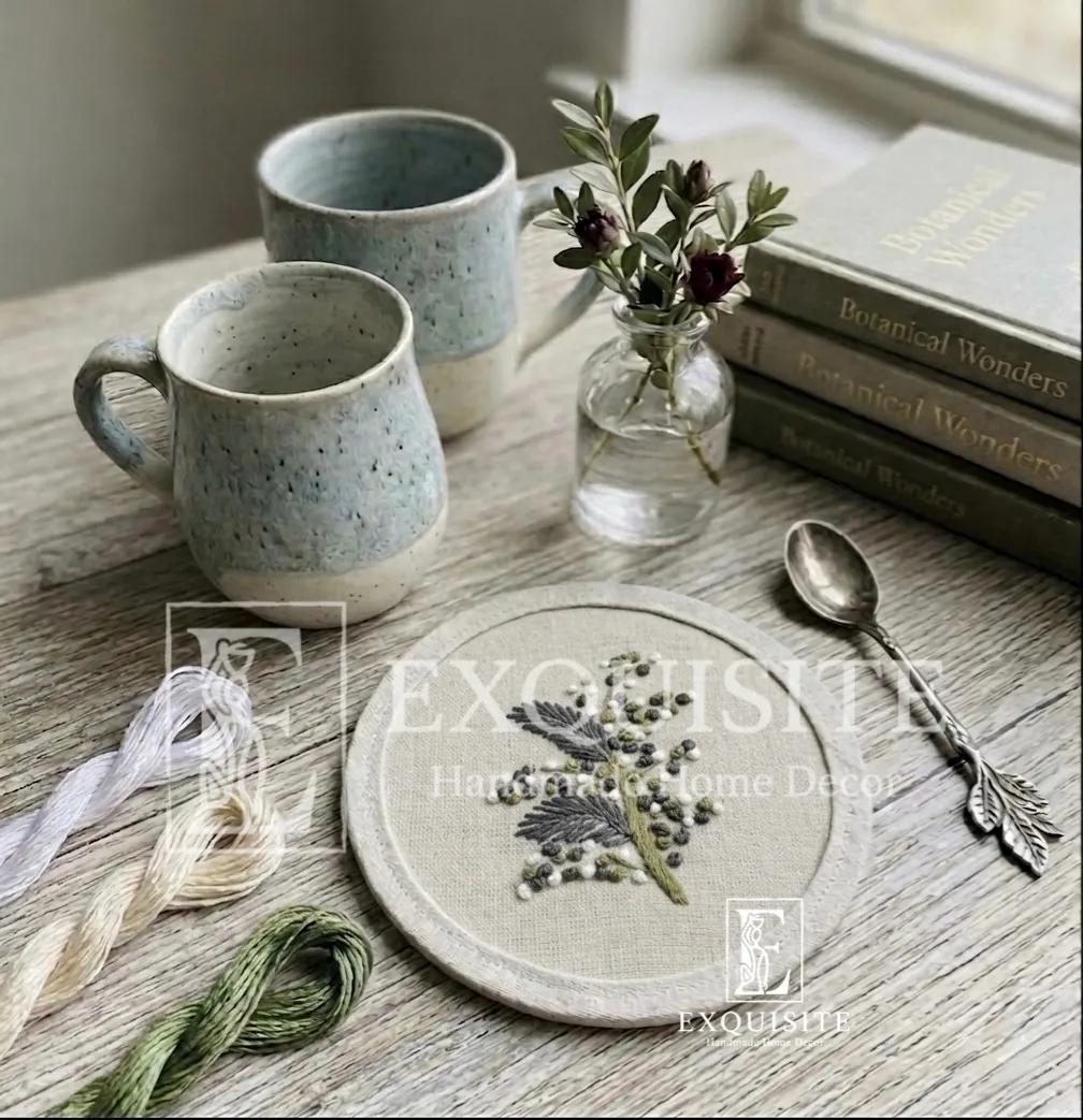 Lót ly-Lót cốc thêu tay- Coaster hand embroidery ảnh thu nhỏ 4