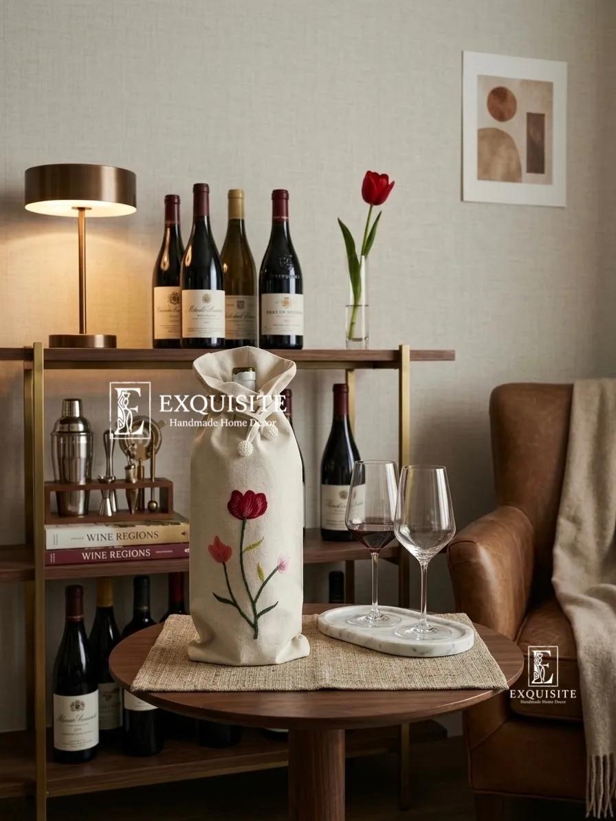Túi rượu thêu tay handmade - wine bag  ảnh thu nhỏ 4