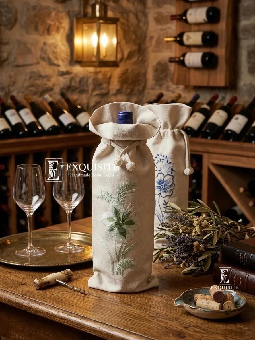 Túi rượu thêu tay handmade - wine bag  ảnh thu nhỏ 6