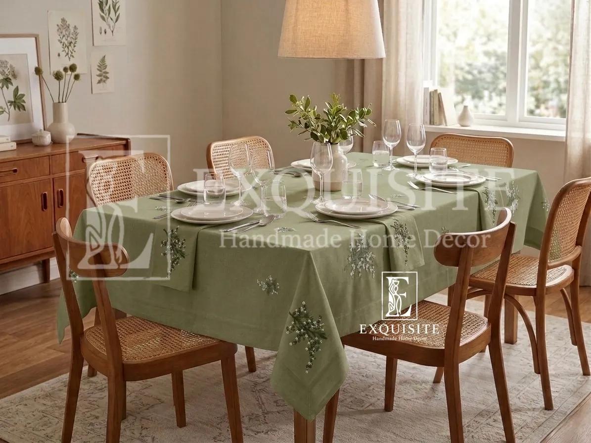 Phủ bàn ăn thêu tay size 1,6mx2,5m ảnh thu nhỏ 5