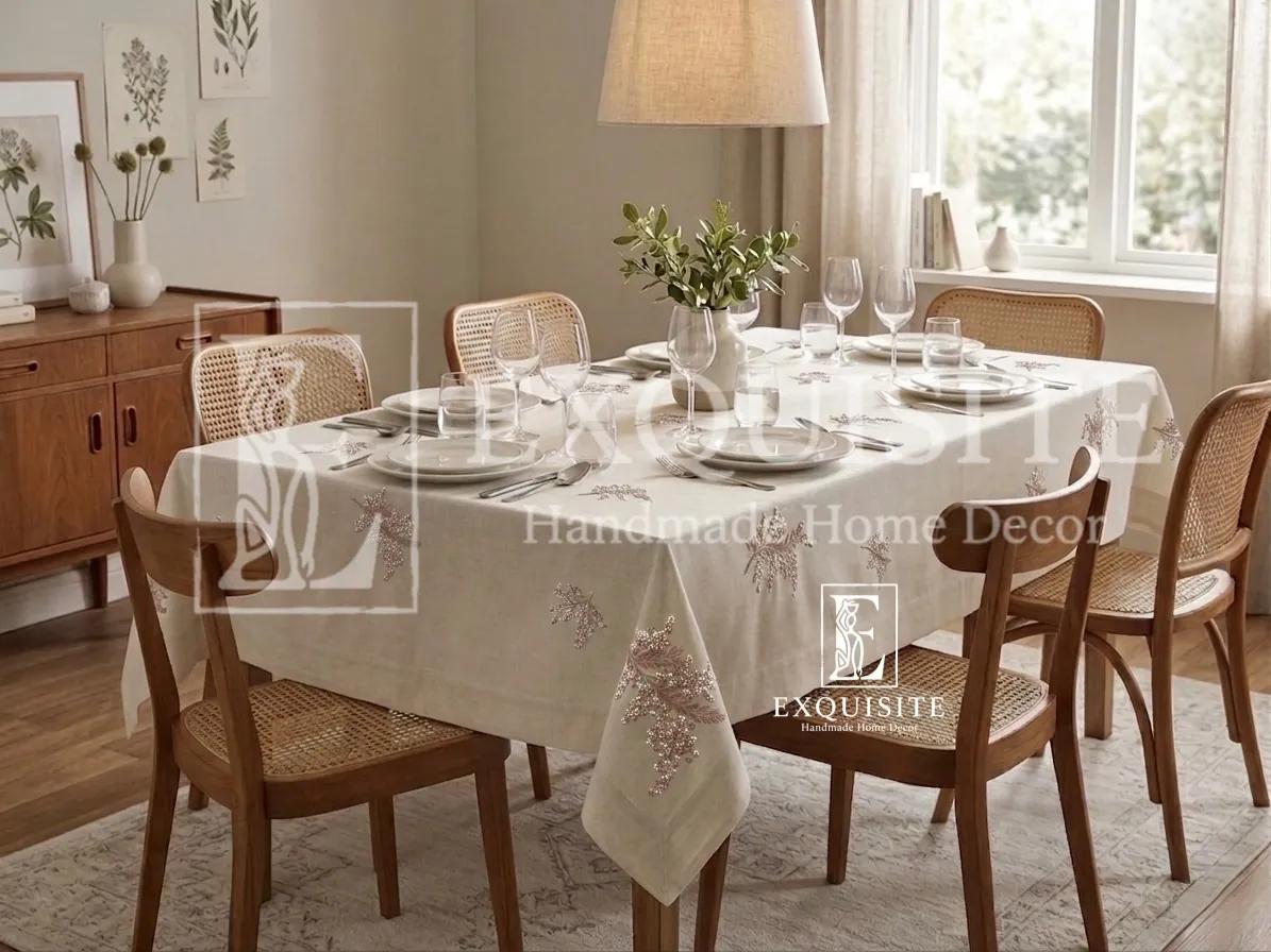 Phủ bàn ăn thêu tay size 1,6mx2,5m ảnh thu nhỏ 13