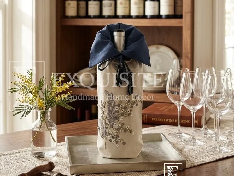 Túi rượu thêu tay handmade - wine bag 