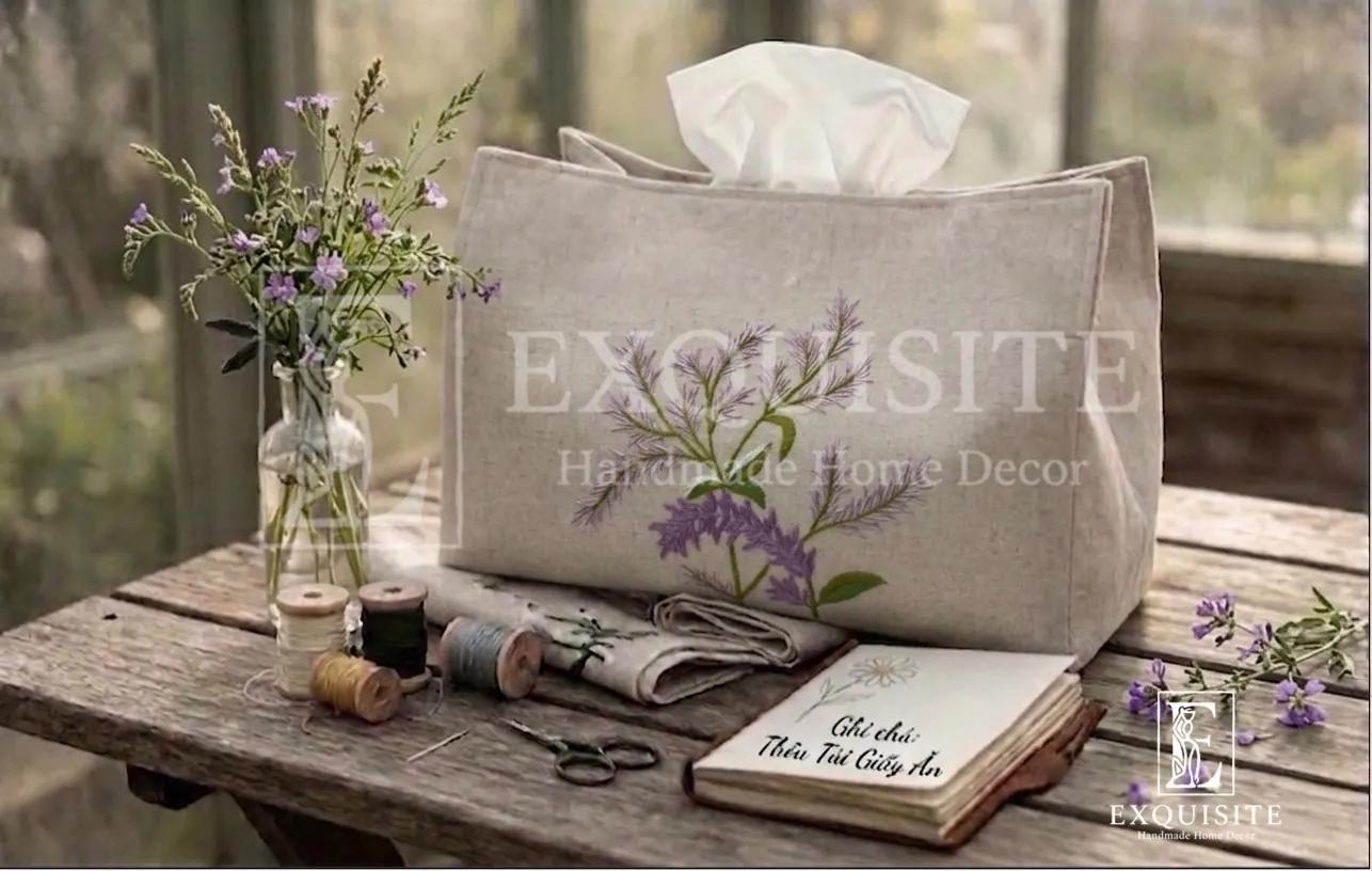 Hôp giấy ăn thêu tay - TIssue box hand embroidery ảnh thu nhỏ 3