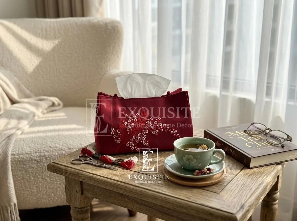 Hôp giấy ăn thêu tay - TIssue box hand embroidery ảnh thu nhỏ 6