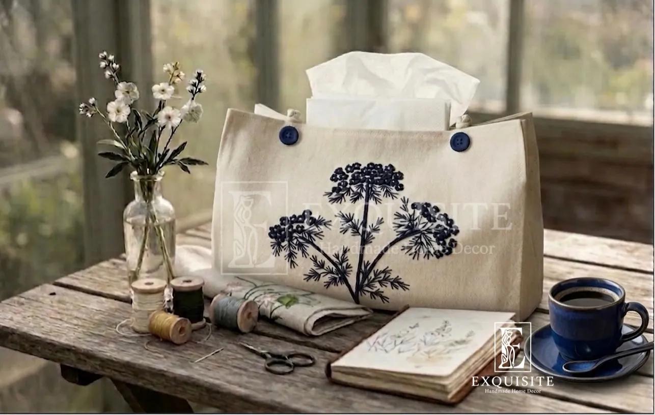 Hôp giấy ăn thêu tay - TIssue box hand embroidery ảnh thu nhỏ 2