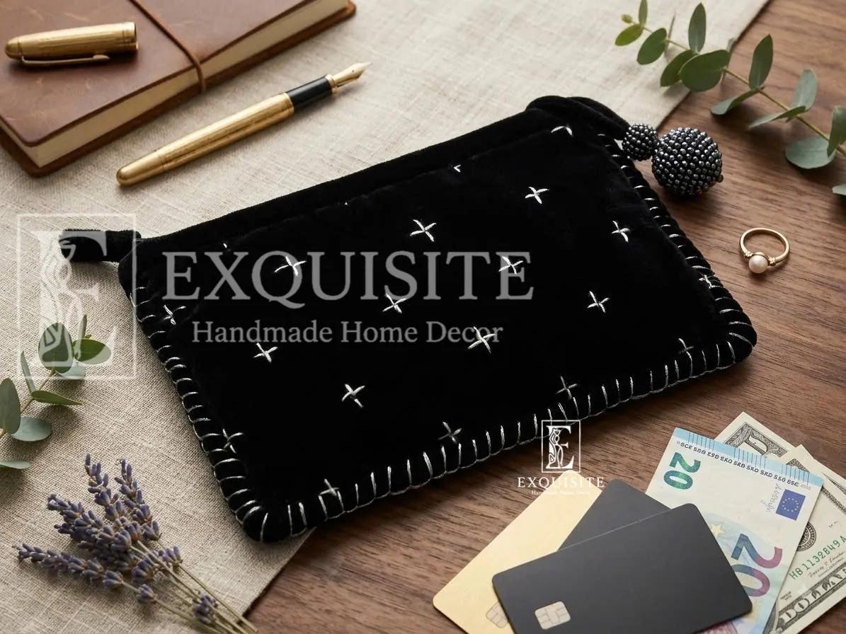 Wallet ví nhung khâu tay - 