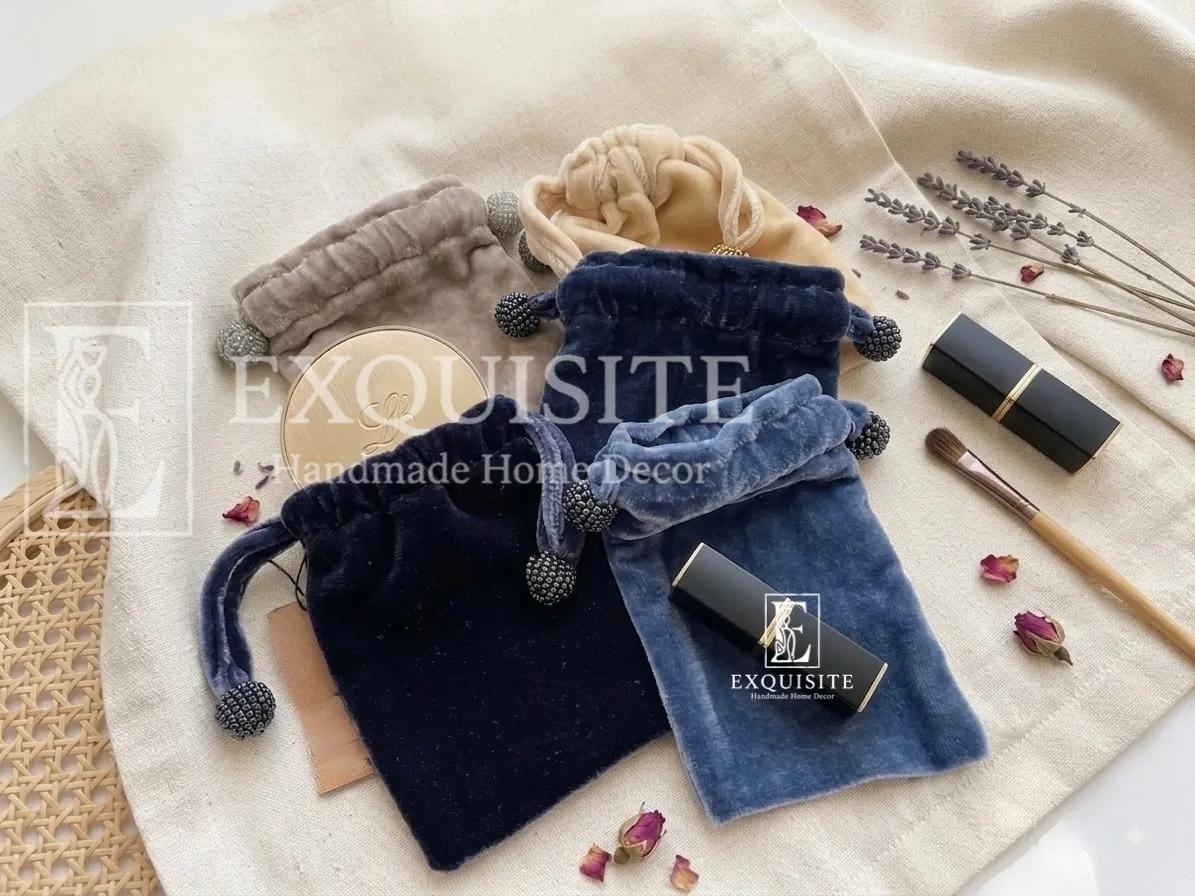 Túi nhung size to đựng phấn - cosmetic bag velvet