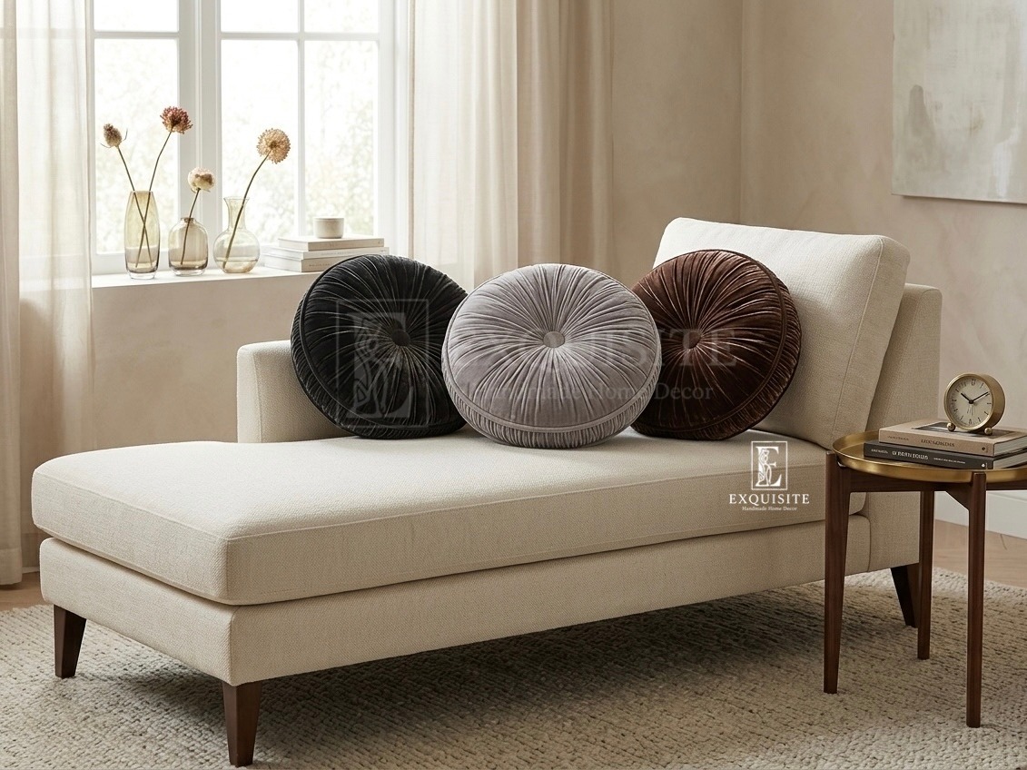 Velvet round plain cushion - Gối tròn nhung trơn — Exclusive Piece