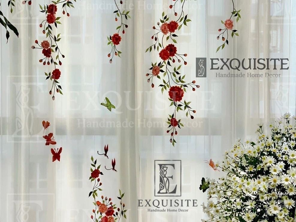 Organza curtain w-embroidery- Rèm thêu tay
